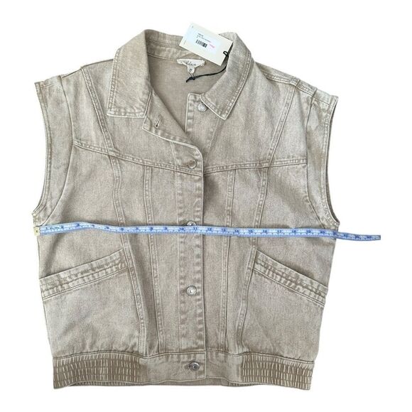 NWT Elan Joy Vest Tan Wash Button Down Denim with Pockets Sz Med - Picture 13 of 14